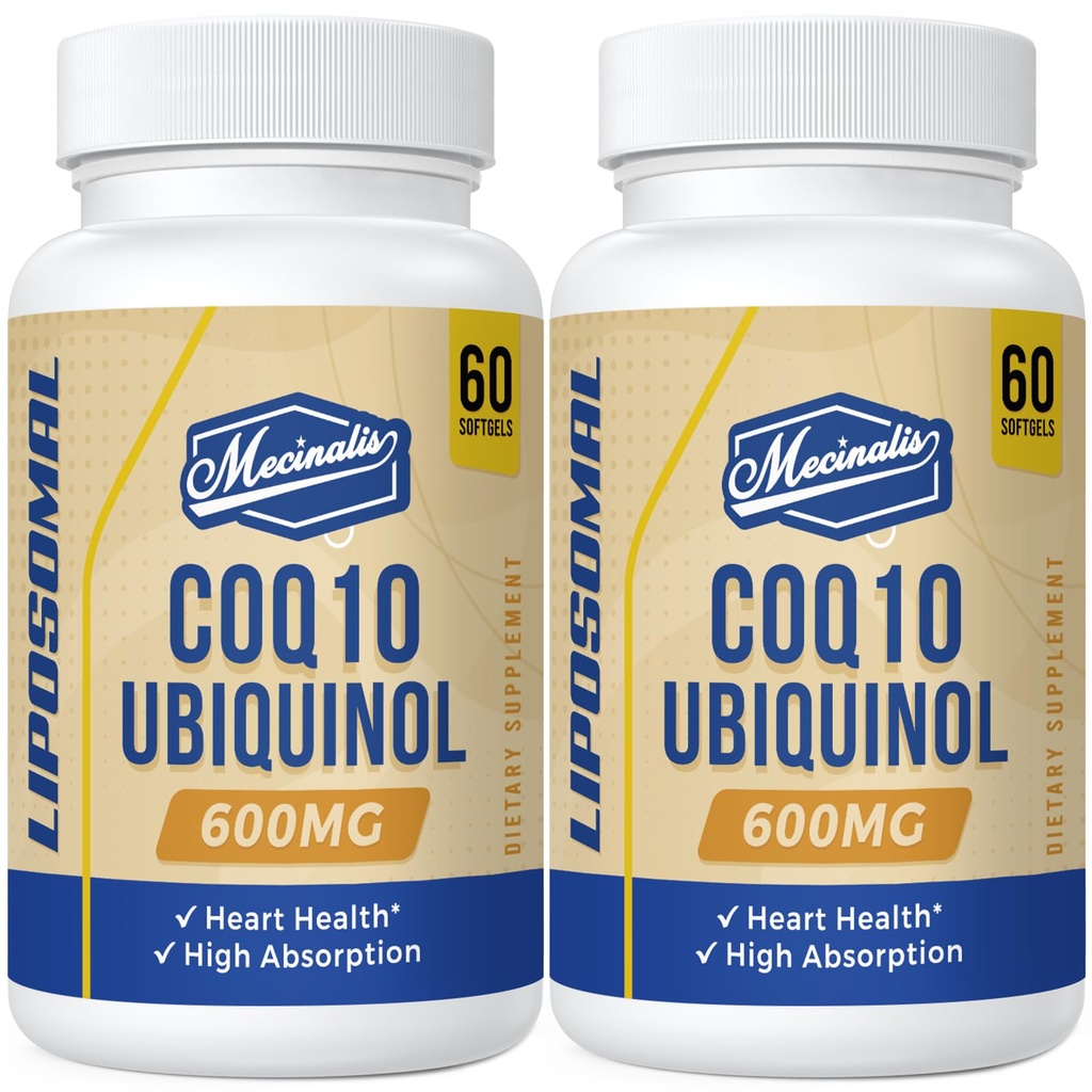 Liposomal CoQ10 Ubiquinol 600mg Softgel | 우수한 흡수 Ubiquinol CoQ10 보충교재 | Coenzyme Q10의 강력한 활동적인 산화 방지제 모양 | 심장 기능 & 에너지 생산 | 120 Softgel