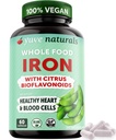 Yuve 100% Vegan 전체적인 음식 Chelated 철 보충교재 18mg – 맛없고, 비 규정식, Stomach, 에너지 지원에 Gentle – 글루텐 자유로운, 비 GMO의 60의 캡슐
