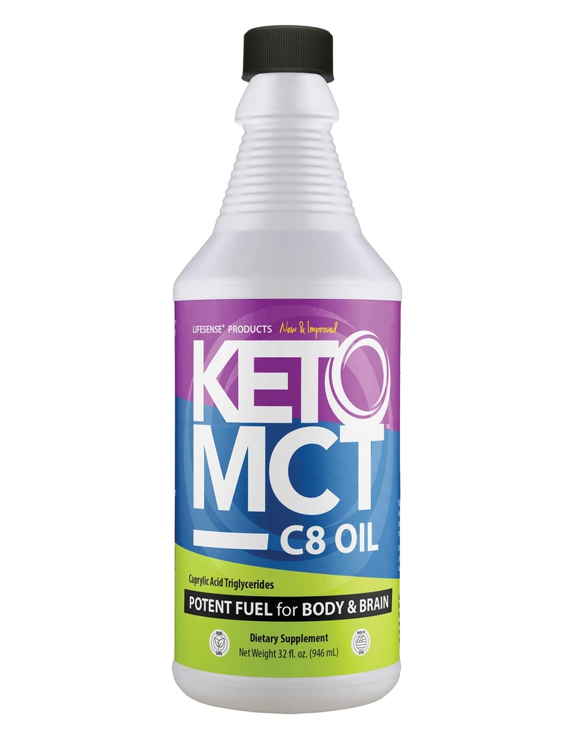 수명 C8 MCT 오일, Keto-Friendly, 코코넛 오일, 임상적으로 입증 된 Ketone 생산 증가, 뇌 및 몸을위한 최선의 연료, PhD 영양으로 미국에서 만든, 32 온스