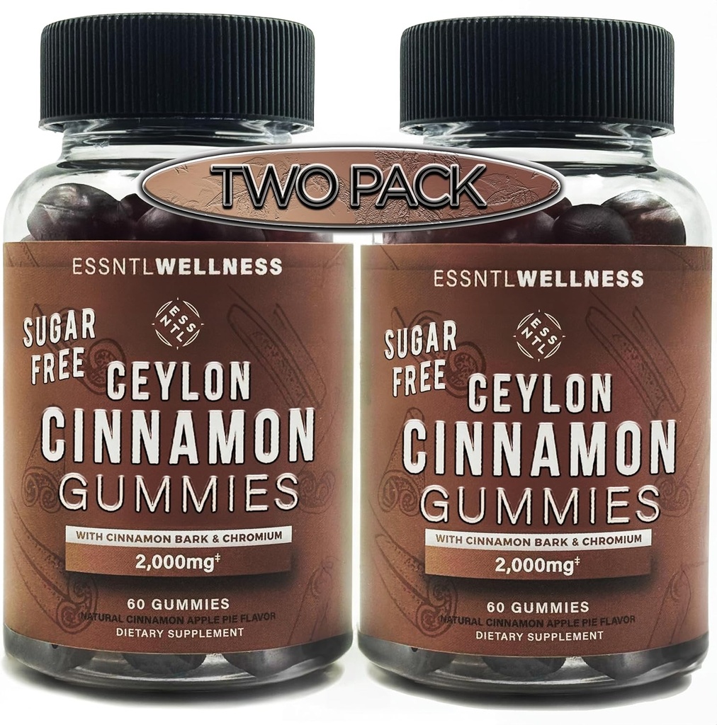 Ceylon Cinnamon Sugar 무료 Gummies, (120ct 2,000mg/Serving) 합동 지원, 산화 방지제, Delicious Sugar Free Apple Pie Gummies, Vegan 및 글루텐 무료
