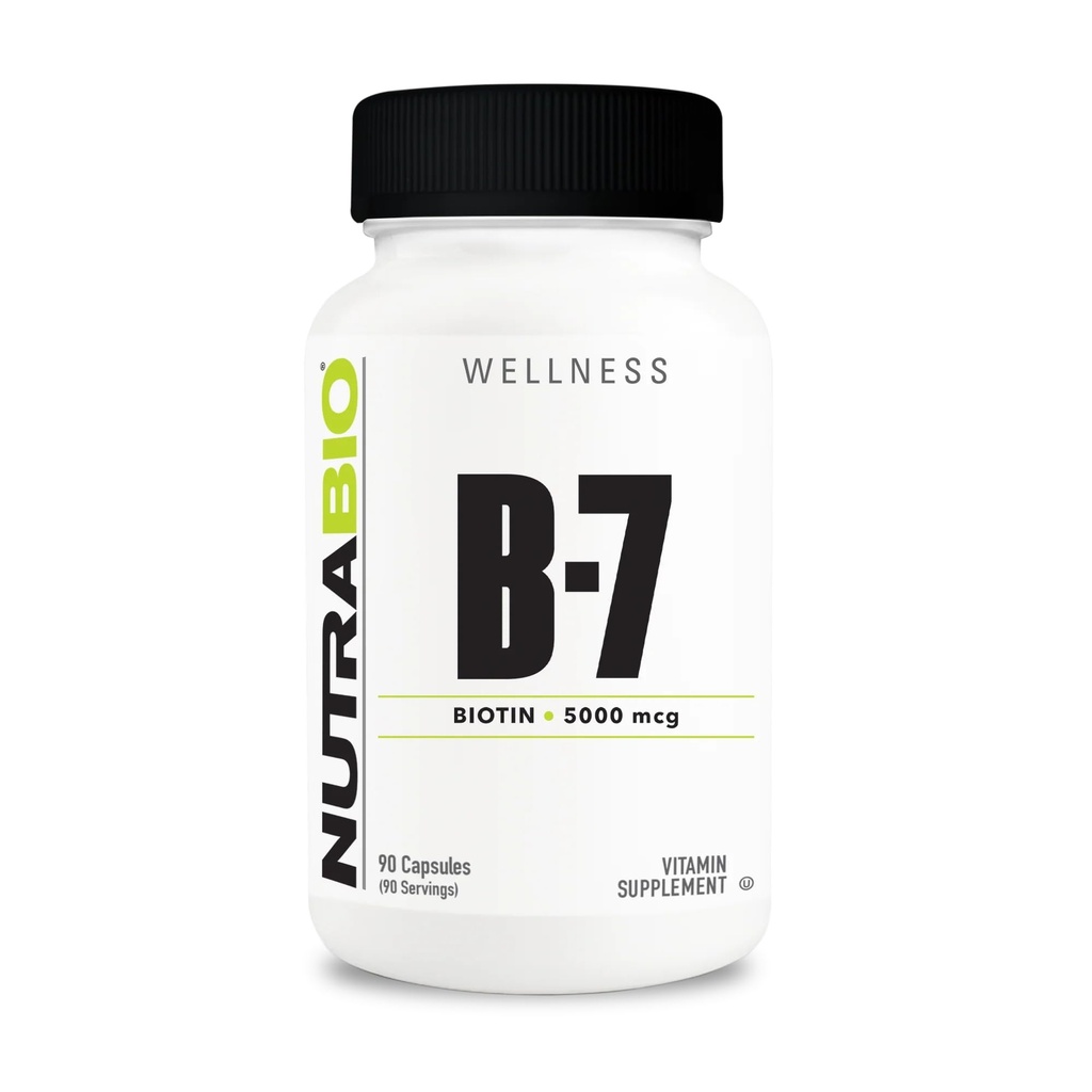 NutraBio Biotin (비타민 B-7) 보충교재, 5000mcg - 건강한 머리, 피부 및 못, 90 식물성 캡슐을 승진시키는 것을 도울 수 있습니다