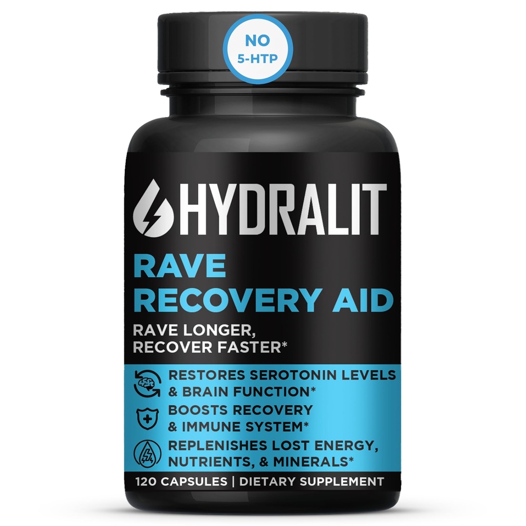 Rave 회복 원조 비타민 파티 구호 약 음악 축제 부속품 Rave Essentials 5-HTP 보충교재 전해질 Hydration 더 나은 아침 Serotonin 에너지 Hangover 120 캡슐