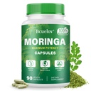 Moringa 캡슐 | 800mg 순수한 Moringa 분말 캡슐 – 지원 에너지, 피부 & Gut 건강, 면역 체계 – 비타민 & 아미노산을 가진 녹색 Superfood (90의 모자)