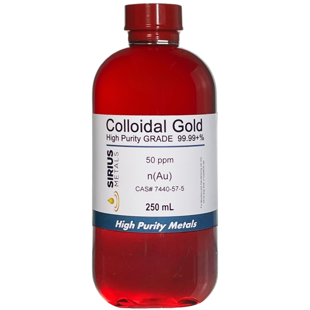 진정한 콜로이드 골드 (50 ppm) - 99.99 + % 순도 - 250 mL (8.45 Fl Oz) 명확한 BPA-Free 플라스틱 병, 1 개 (팩 1)