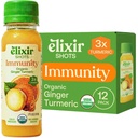 Elixir 샷, Immunity Boost Wellness Shot with Cold-Pressed Turmeric, Ginger, Orange 및 Black Pepper, 추가 설탕 또는 인공 성분, 12 팩