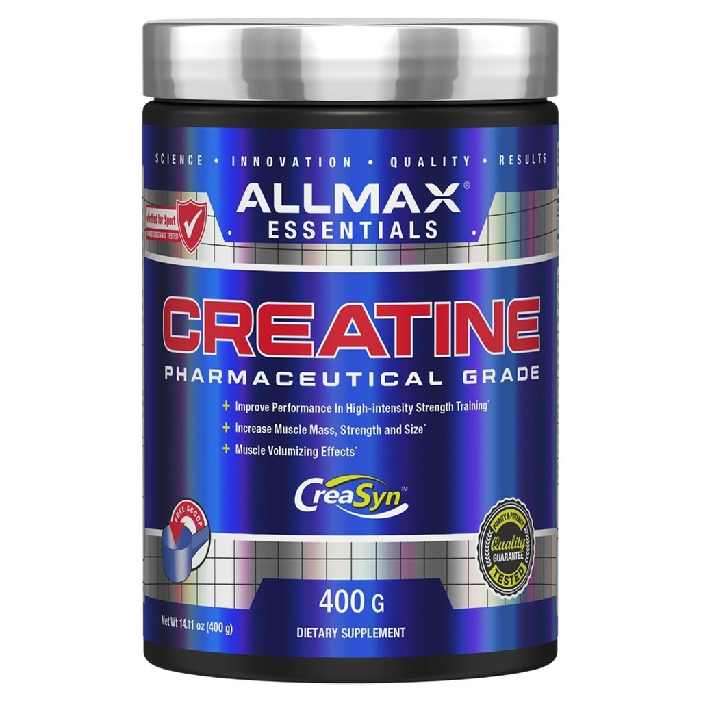 ALLMAX Nutrition Creatine Monohydrate Powder, Unflavored – 남성 및 여성을위한 순수한 Micronized Creatine 보충 – 힘, 성능 및 훈련 강렬 – Vegan, 글루텐 무료 (400g)
