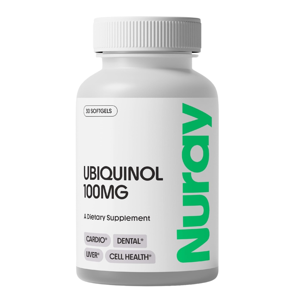 Nuray Ubiquinol 100mg Softgels, 심장 혈관 & 치과 건강을 위한 CoQ10의 활동적인 모양, 글루텐 자유로운 면역성 지원, 강화 간 건강, 30 조사