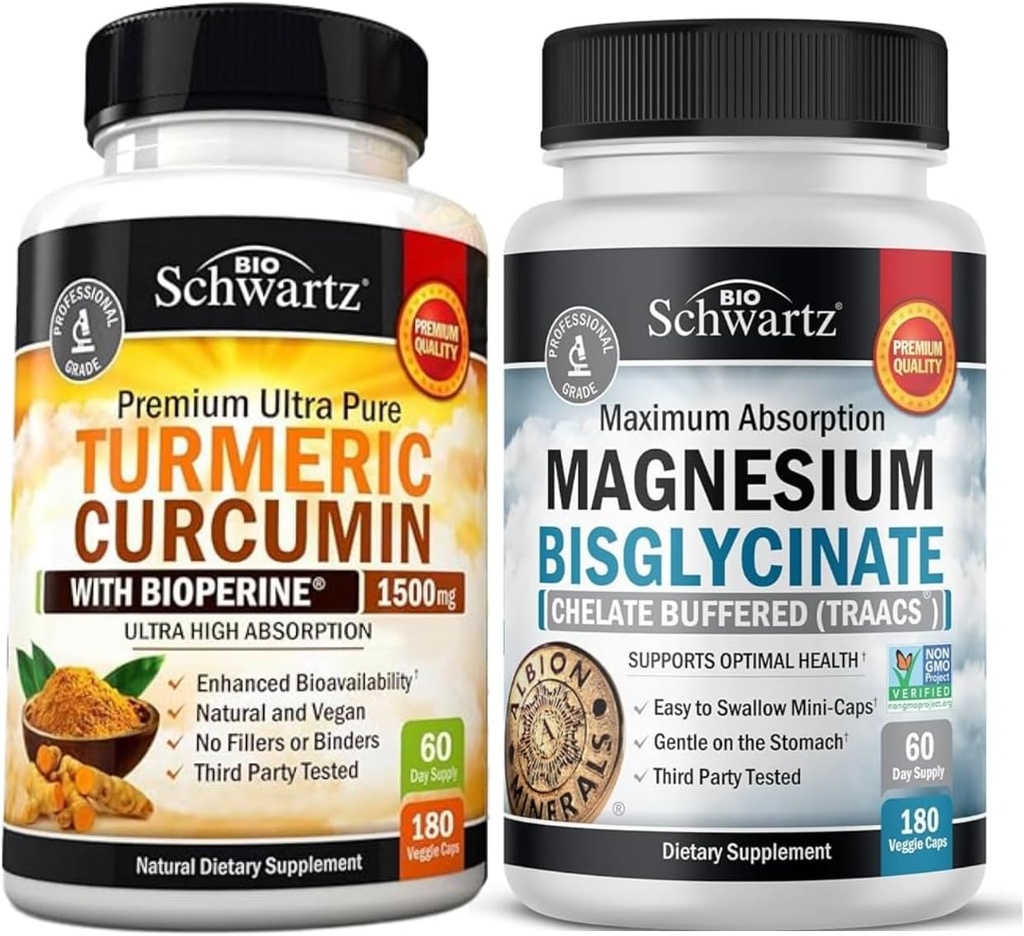 까만 고추 추출물 1500mg Complex (1 달 공급)를 가진 심황 Curcumin 높은 흡수 마그네슘 Bisglycinate 캡슐 (2 달 공급)