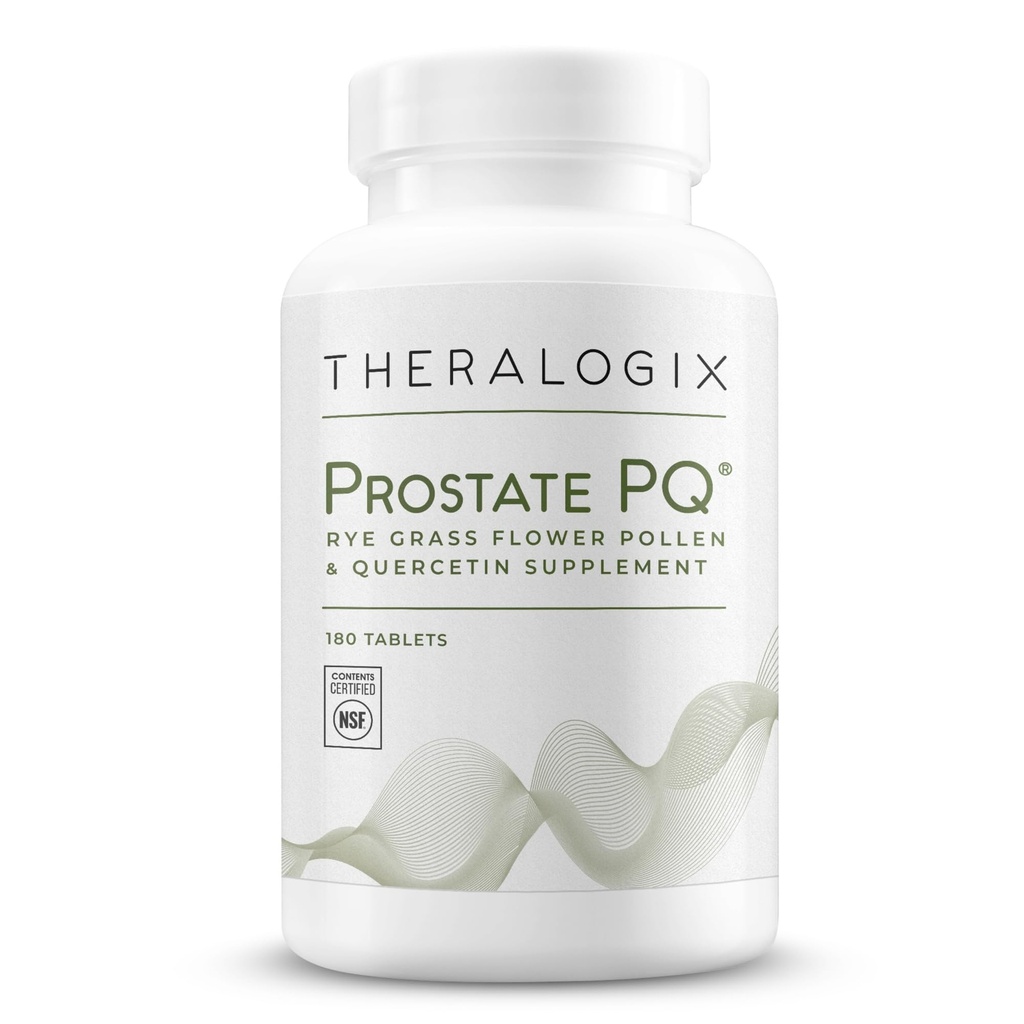 Theralogix Prostate PQ - Rye Grass Pollen Extract & Quercetin Supplement - 90 일 공급 - Prostate & Pelvic Health & Urinary Tract Function* - NSF 인증 - 180 정제에 대한 산화 지원