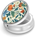 Pill Box-3 Compartment Purse & Pocket Mini Metal Pill Holder Travel Pill Container를 위한 작은 알약 케이스는 비타민 BPA-Free (Floral Pattern)를 보유합니다.