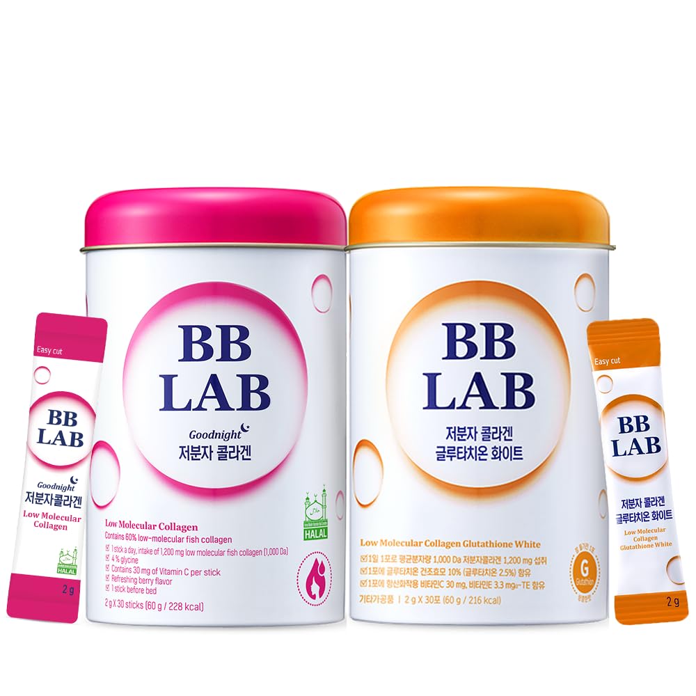 BB LAB [Secret Glow Skin Set] Good Night Collagen, Glutathione White Collagen, Powder Stick Korean Marine Collagen, Fish Collagen, 비타민 C, Glutathione, 빠른 흡수, 과일 맛