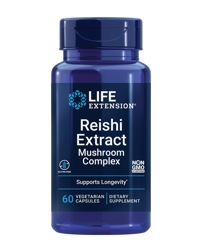 수명 연장 Reishi 추출물 버섯 Complex - 버섯 Immune 지원을위한 초본 보충 - Ganoderma Lucidum 추출물 - Gluten-Free, Non-GMO, 채식 - 60 캡슐