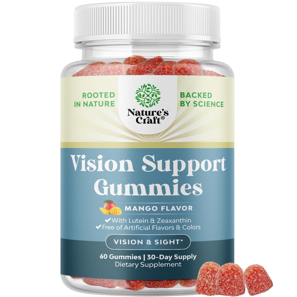 성인을 위한 시각 지원 Gummies - 눈 건강을 위한 Lutein와 Zeaxanthin 보충교재 - 파란 가벼운 보호 건성 스트레인 지원 & 시각적인 날카로움을 위한 유력한 Lutein 눈 비타민 - 60 조사