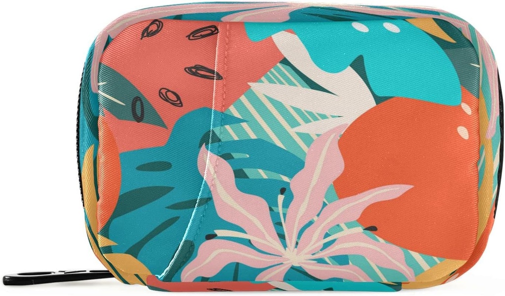 Naanle Cartoon Hawaii Floral Pill Box 7 Day Pill Case Bag Travel Pill 주최자 가방 지퍼 휴대용 주간 케이스 컴팩트 크기 비타민 보충 홀더