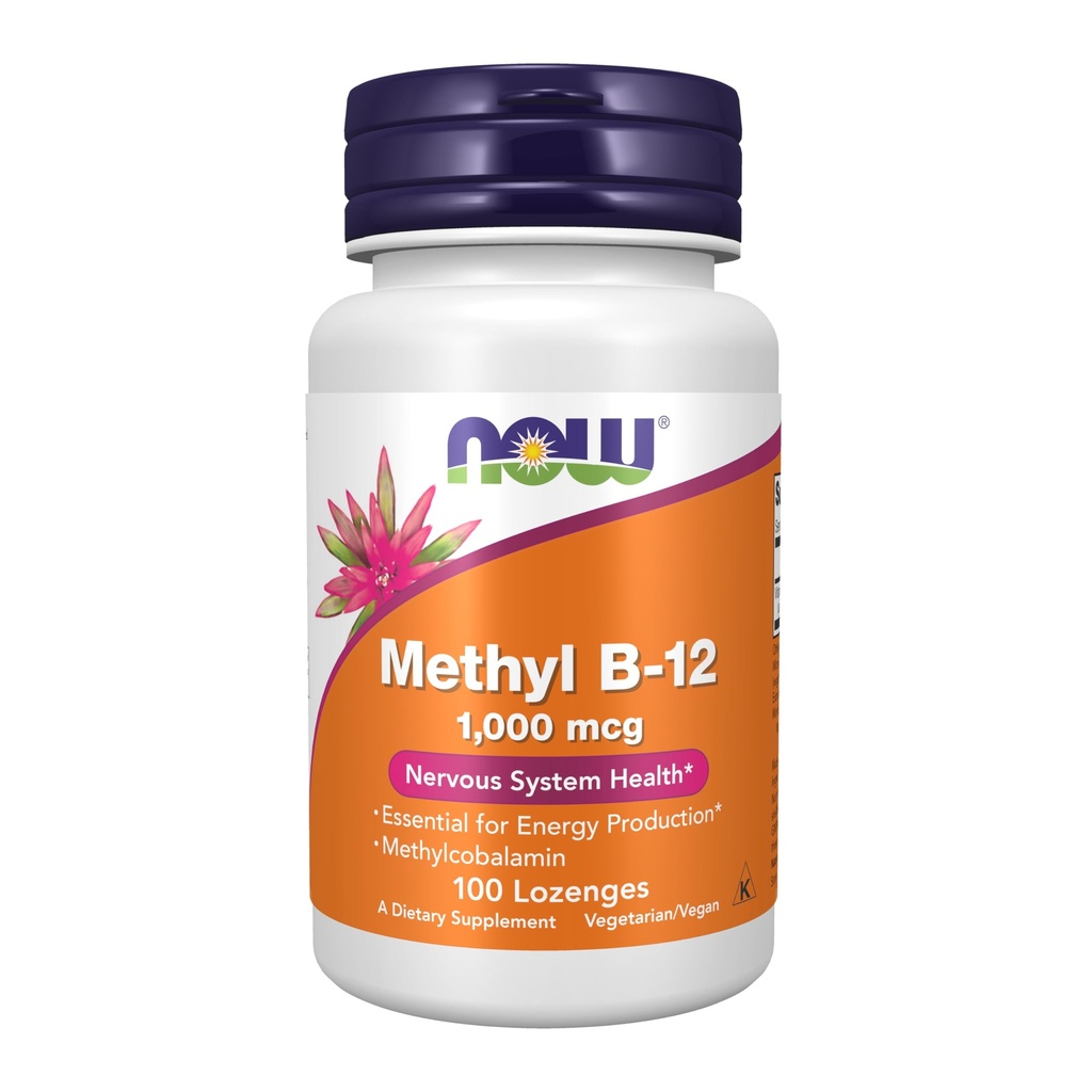 지금 보충 교재, 메틸 B-12 (Methylcobalamin) 1,000 mcg, 신경계 건강*, 100 Lozenges