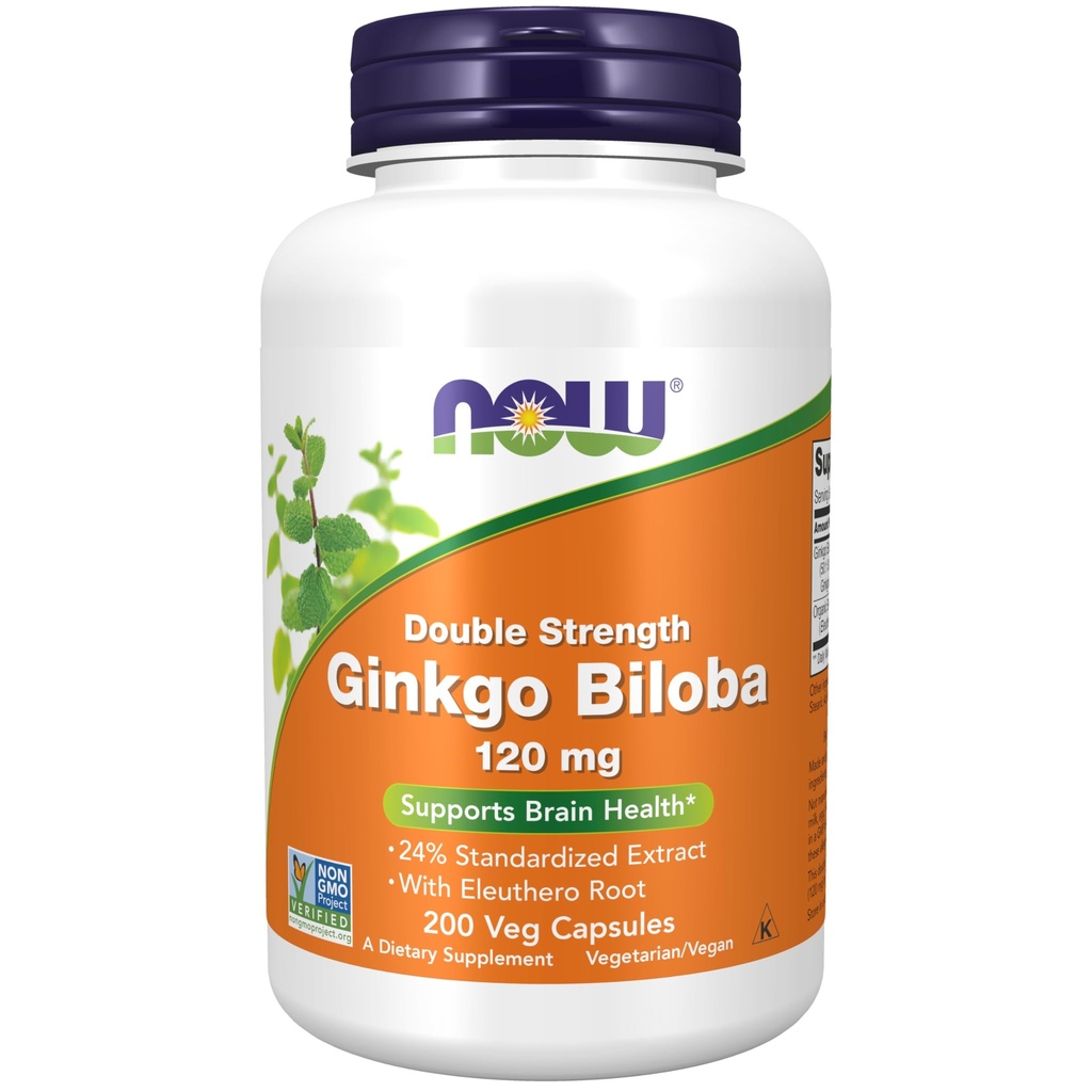 지금 음식 보충교재, 은행나무 Biloba 120 mg의 두 배 힘, 비 GMO 프로젝트 Verified, 100 Veg 캡슐