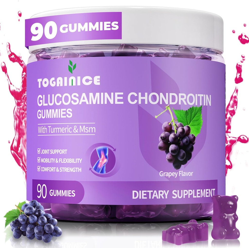 Glucosamine Chondroitin를 가진 합동 지원 Gummies, 설탕 자유로운, MSM & Turmeric (90 조사)를 가진 1500mg 여분 힘