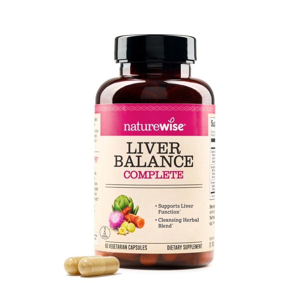 NatureWise Liver Balance Detox 보충 - 우유 이틀, 다 델리온, 심황, Artichoke, Reishi Mushroom & Kudzu, Vegan - 60 캡슐 [30 일 공급]