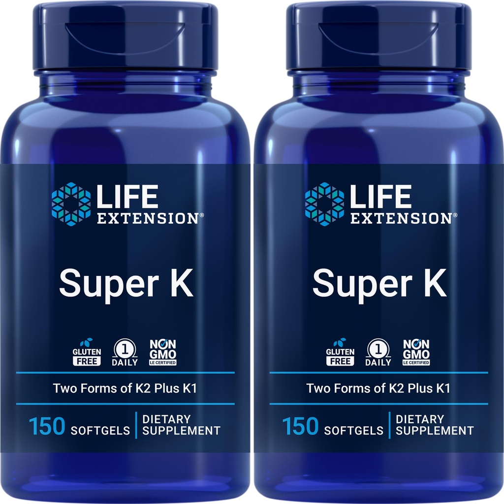 생활 연장 슈퍼 K, 150 Softgels (팩 2) 비타민 K와 K2