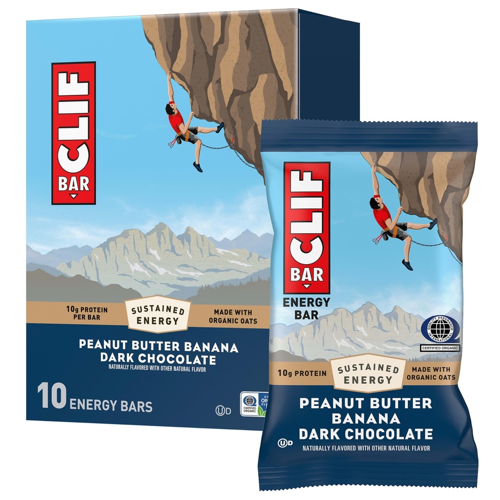 CLIF BAR - 에너지 단백질 바 - 땅콩 버터 바나나와 다크 초콜릿 - 유기 귀중품 - 에너지 바 - Non-GMO - (10 팩)