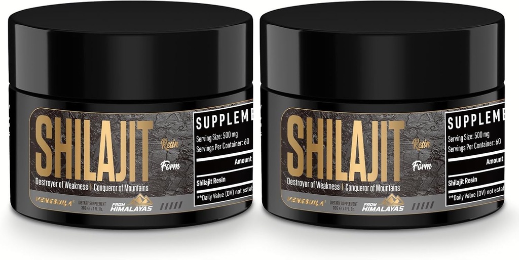 Shilajit 수지 - 유기 Shilajit 수지 세 번째 파티는 85 + 추적 무기물, 에너지를위한 금 급료 Himalayan 순수한 Shiljait (1 Fl Oz (패키지 2))에 풍부한 테스트