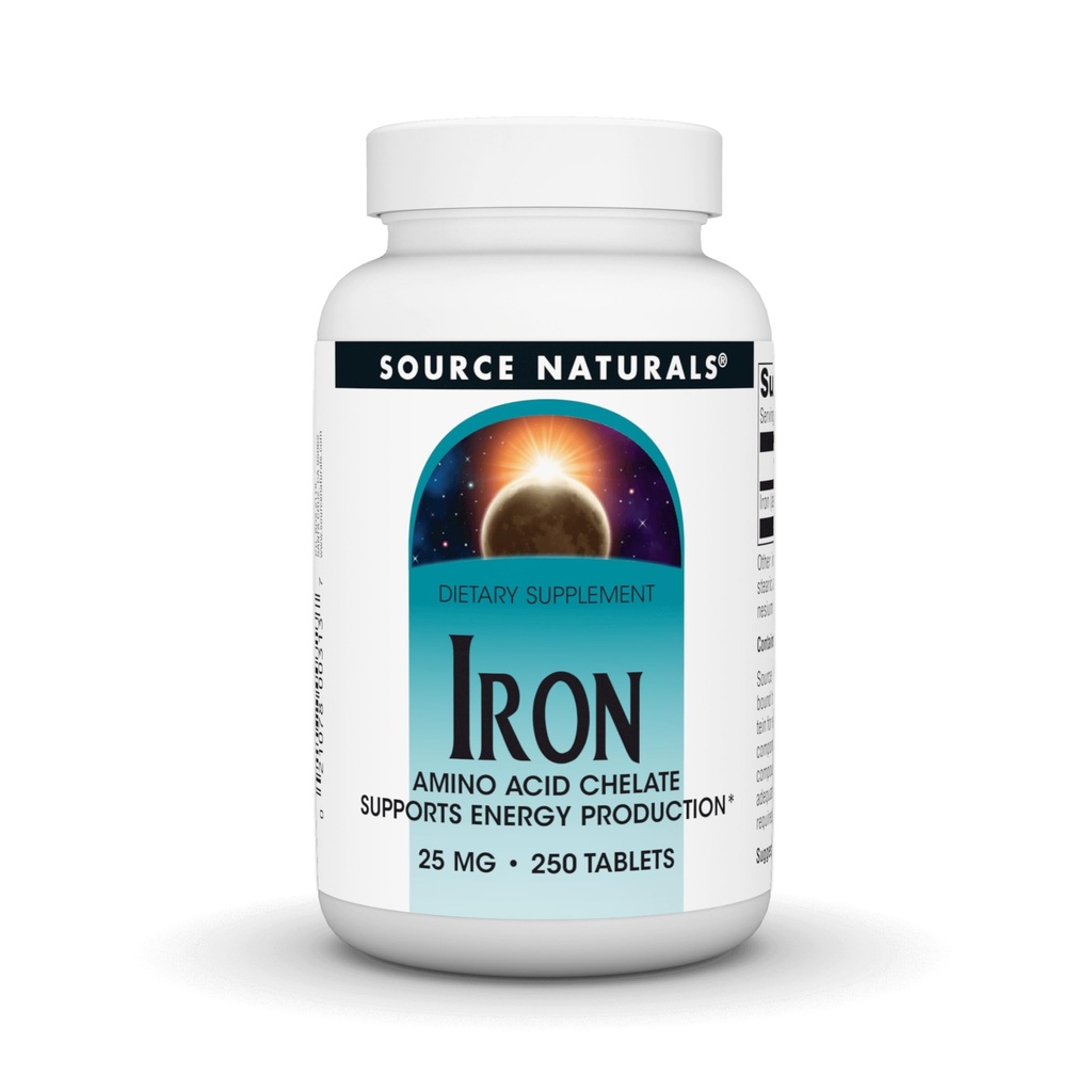 Source Naturals Iron, Amino Acid Chelate - 에너지 생산 지원 보조 보충 - 250 정제