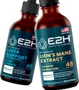 E2H: Liver 지원 보충교재와 Cordyceps 버섯 보충교재 | Vegan, Non-GMO - 2 Fl Oz 각 (4 Fl Oz 합계) - 뭉치