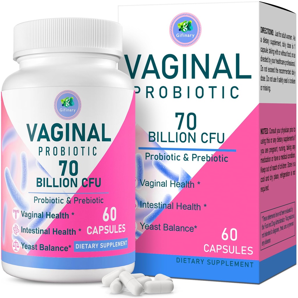 질 Probiotics, 여성을위한 PH 균형, 70 억 CFUs 여성 Probiotics 질 건강, 우린, 냄새 제어, Flor, Ph Balance & 호르몬, Prebiotic & D-Mannose - 선반 안정, 60 캡