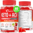 Apple Cider Vinegar Gummies, Keto ACV Gummies 최대 힘 2000mg 어머니, Probiotics & 비타민 B12를 가진 Apple Cider Vinegar, 소화를 위한 Metabolism, Cleanse & Detox Diet, 60 조사