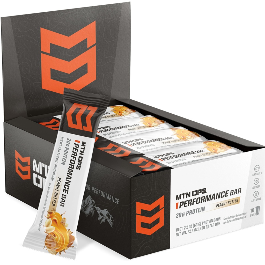 MTN OPS 땅콩 버터 블리스 단백질 바, Whey Isolate & Whey Concentrate 및 Collagen, 낮은 설탕, 글루텐 무료, 10 개