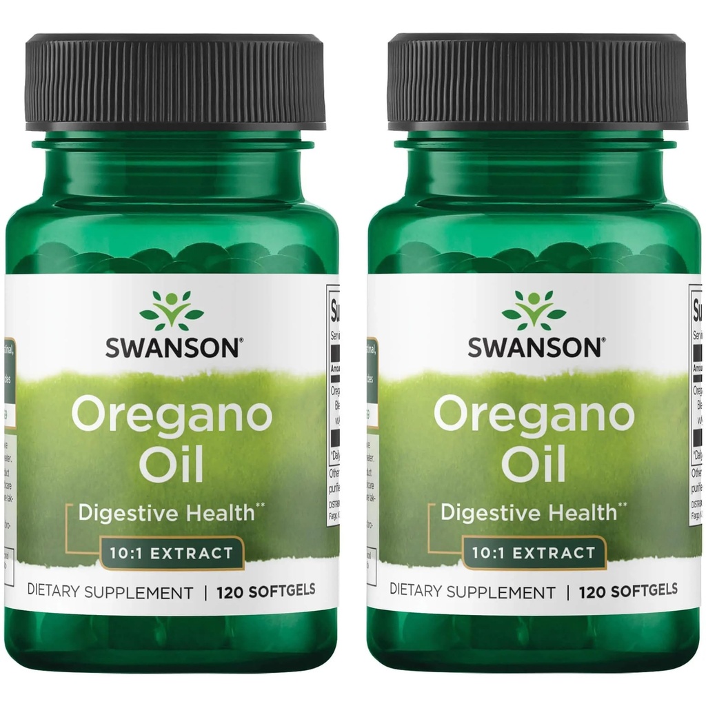 Swanson Oregano Oil 10 : 1 추출물 - 소화 건강 및 호흡 지원 촉진 - 위장 시스템 및 소변 검사 건강 지원 - (120 Softgels, 150mg 각각) (2 팩)