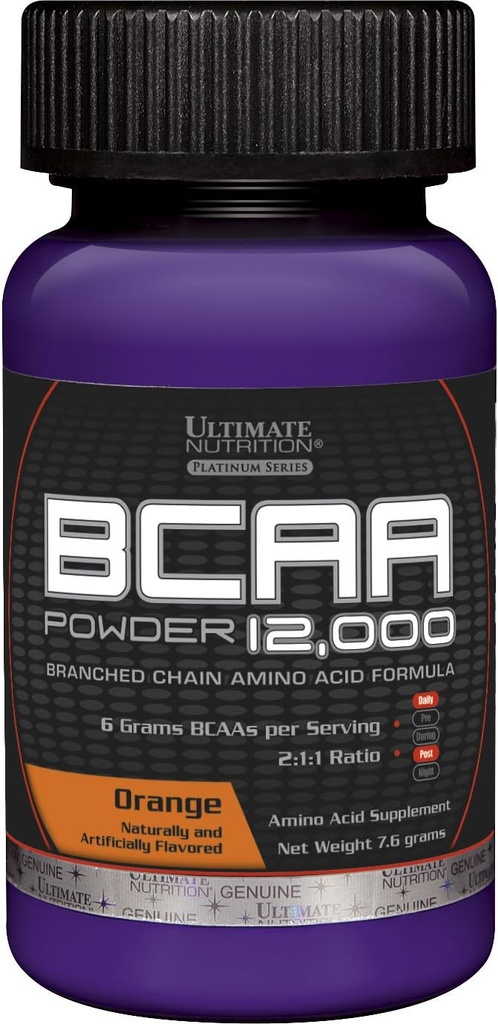 궁극적인 영양 맛 있는 BCAA 12,000mg 분지된 사슬 아미노산 보충교재 분말, 오렌지, 단 하나 서빙