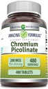 Amazing Formulas Chromium Picolinate 보충교재 | 200 Mcg Per 서빙 | 정제 | Non-GMO | 글루텐 프리 | 미국에서 제작 (480)
