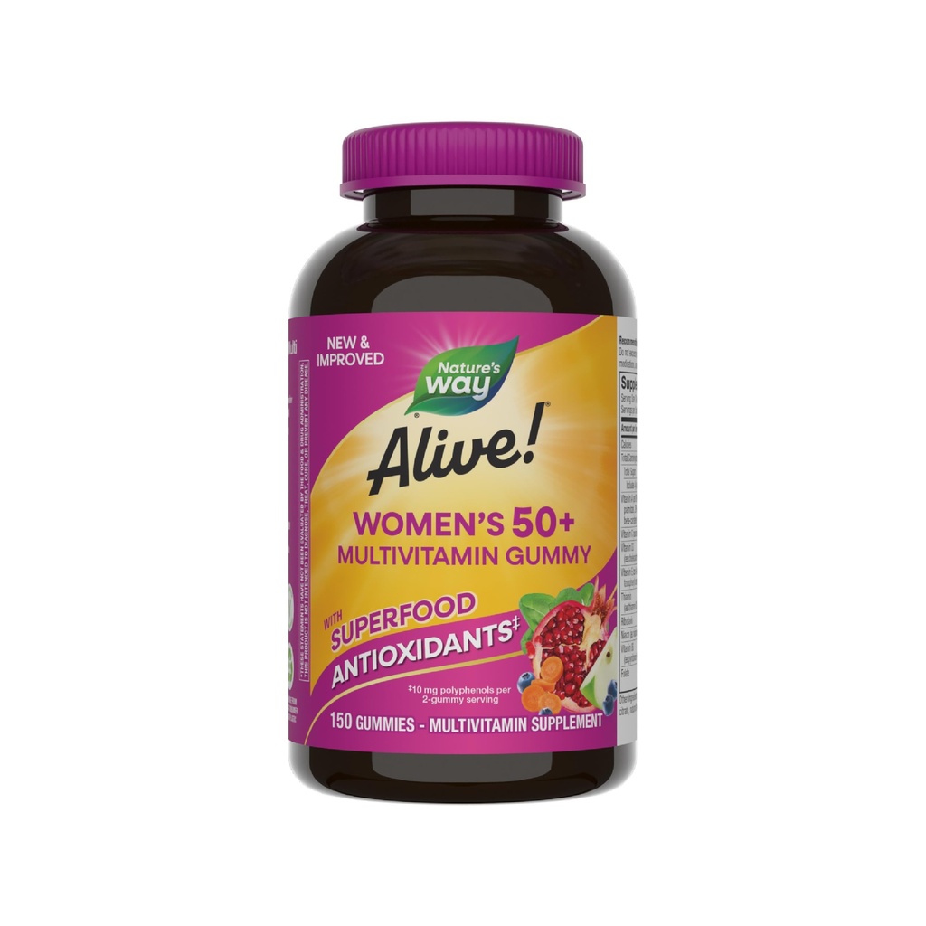자연의 방법 살아! 여자의 50 + 매일 거미 Multivitamins, 여자의 보충교재, 지원 건강한 심장, 뇌 & 뼈, * B 비타민, 혼합 베리 맛, 150 Gummies (포장 월병)