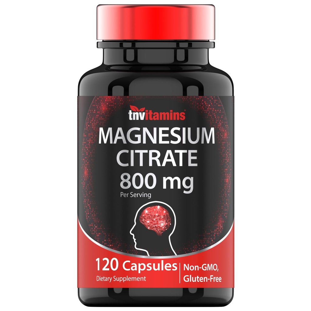 TNVitamins 마그네슘 구연산염 800 MG - 120의 캡슐 | 2 달 공급! | 순수한 마그네슘 구연산염 분말 캡슐 | Citrato De 마그네슘 | Non-GMO | 미국에서 생산!