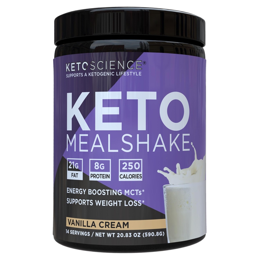 Keto 과학 Ketogenic 식사 Shake Vanilla Dietary 보충교재, MCTs와 단백질에서 부유한, 교원질, 비타민 및 무기물, Keto 및 Paleo 친절한, 체중 감소, (14 서빙), 20.49 Oz로 포장하는