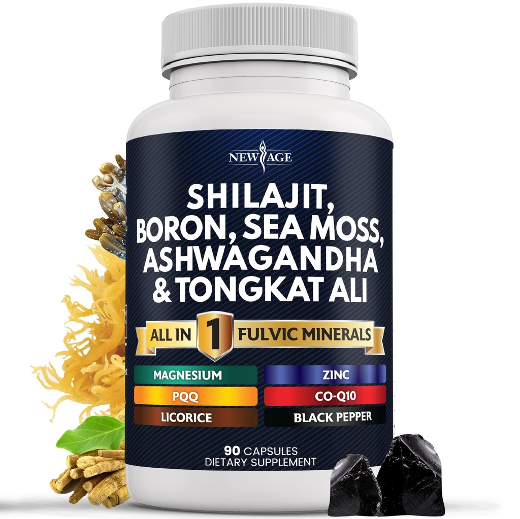 Sea Moss, Ashwagandha, Tongkat Ali, Boron, Magnesium - Fulvic 산 캡슐 남성 - 90 개