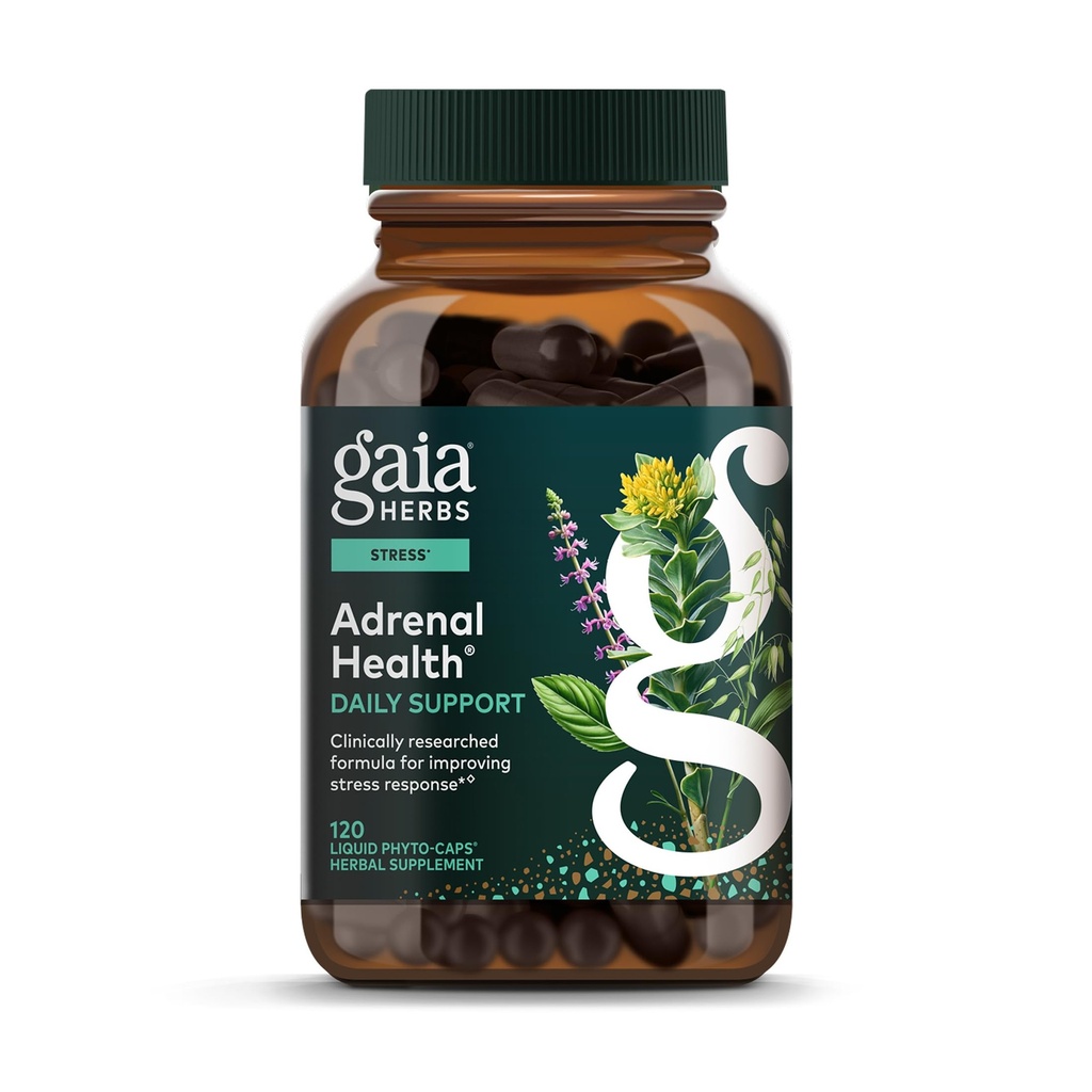 Gaia Herbs Adrenal Health Daily Support - Ashwagandha, Holy Basil & Schisandra와 초본 보충 - 건강한 에너지 및 스트레스 수준을 유지하십시오 * - 120 Vegan Liquid Phyto-Capsules (120 일 공급)