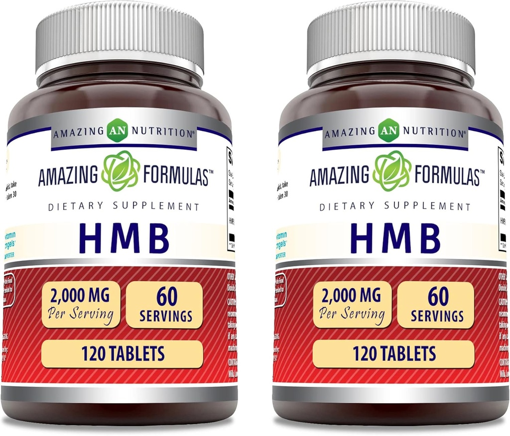 서빙 당 놀라운 수식 HMB 2000mg 120 정제 보충 | Non-GMO | 글루텐 프리 | 미국제 (2 팩)