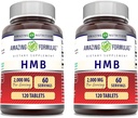 서빙 당 놀라운 수식 HMB 2000mg 120 정제 보충 | Non-GMO | 글루텐 프리 | 미국제 (2 팩)