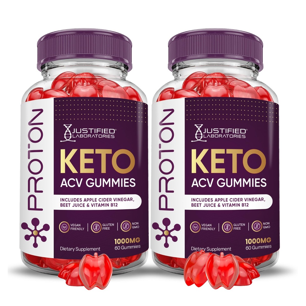 Justified Laboratories (2 팩 Proton Protein Keto ACV Gummies 고급 공식 1000MG Proton Boost Pomegranate Beet Juice Powder B12 Vegan Non GMO 120 거미