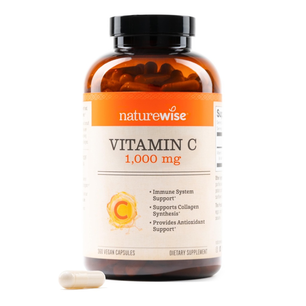 NatureWise 비타민 C 1000mg 캡슐 - 매일 산화 방지제 & 면역 지원 - 비 GMO, 미국 제조 - 360 캡슐[360-Day 공급]