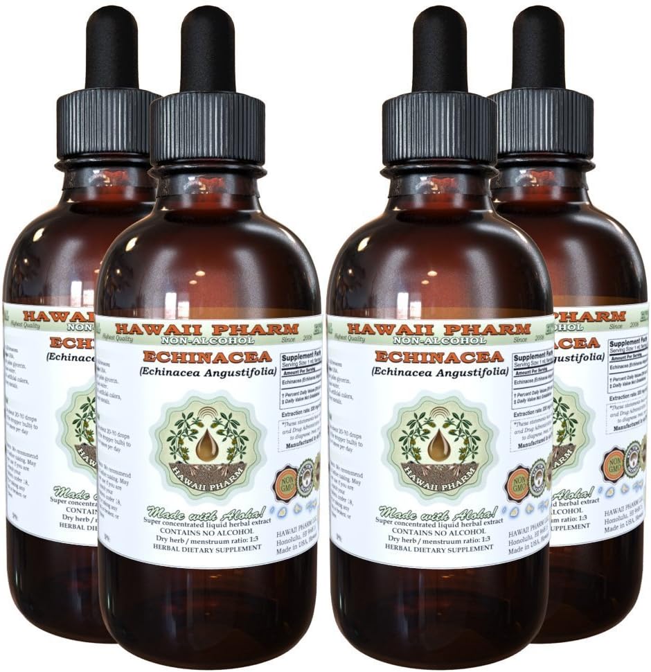 Echinacea 알콜 자유로운 액체 추출물, Echinacea (Echinacea Angustifolia)에 의하여 말린 뿌리 글리세라이드 하와이 Pharm 자연적인 초본 보충교재 4x4 oz