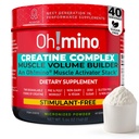 Oh!mino Creatine Complex 근육 성장. Adaptogens를 가진 Micronized Creatine Monohydrate와 Creatine 염산염. 여성과 남성을위한 완벽한 크레아틴. Zero Carb Lemon-Lime을 새로 고침, 40 서빙
