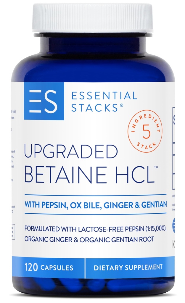 Pepsin, Ox Bile, Organic Gentian & Ginger와 필수 더미 베타인 HCL - 베타인 염산염 보충교재 w 소화 효소, Bile & Bitters - 글루텐, 낙농장 & Soy 무료 (120의 캡슐)