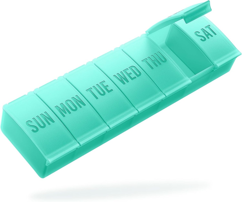 Barhon Pill 주최자 대형, Weekly Medicine Pill 주최자, 7 Day Pills Box Case Travel for Big Vitamin Supplements Fish Oil, Green
