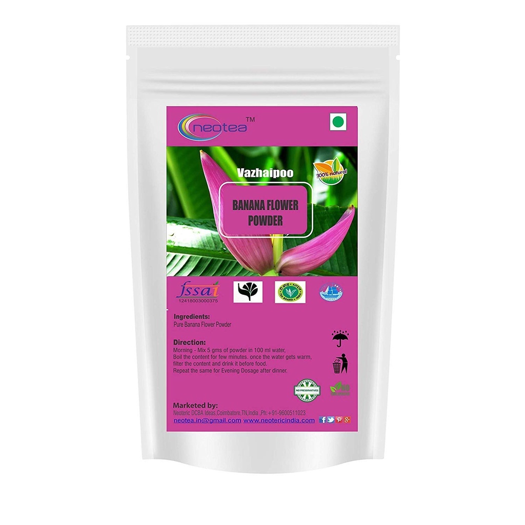 Neotea Musa Flower Powder | Vazhaipoo Powder | 유기농 바나나 꽃 가루 | 섬유에 풍부한 | 글루텐 프리, 비건 슈퍼푸드 | 스무디, 베이킹, 조리에 이상 | 100 % 천연, 비 GMO 300 GM
