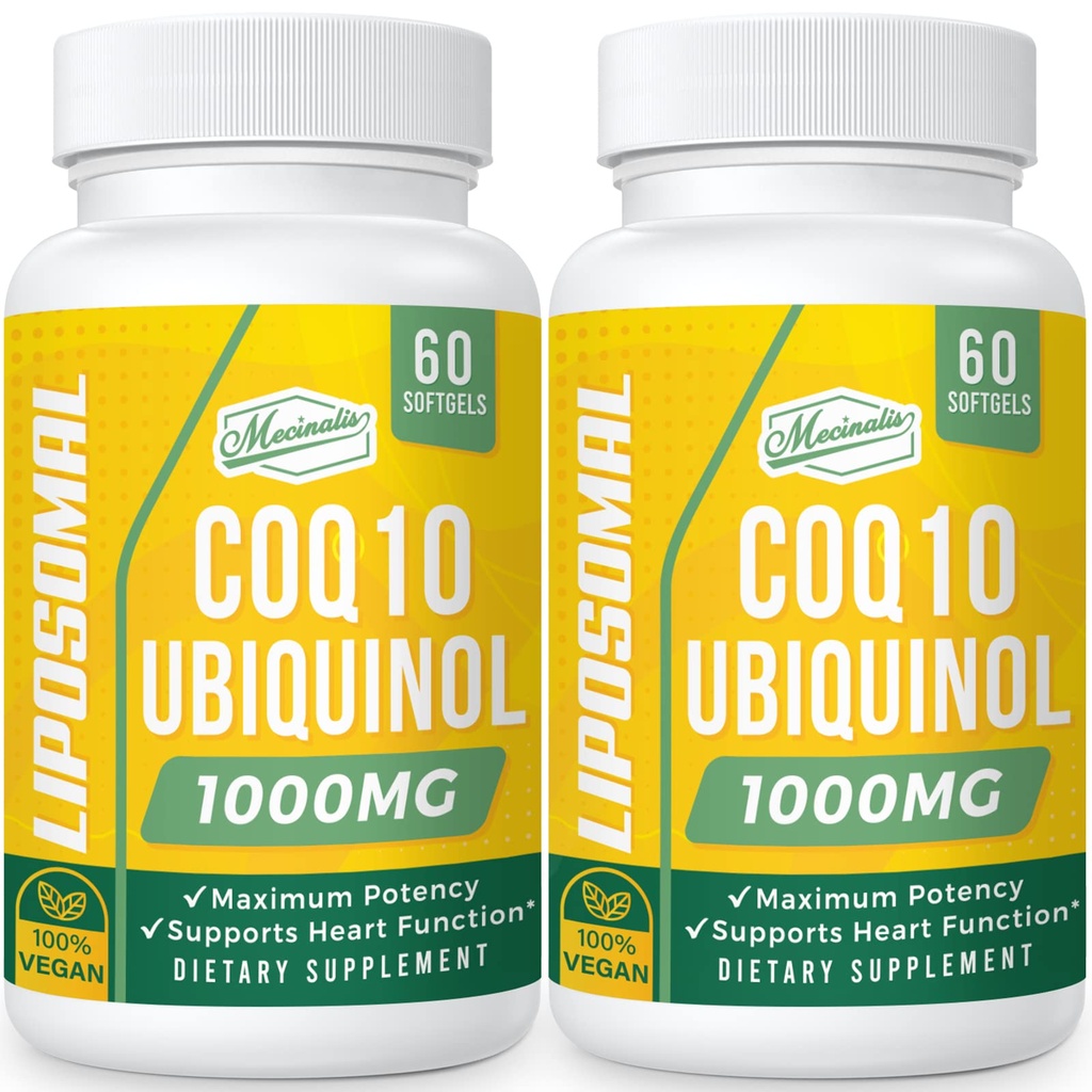 1000mg Liposomal CoQ10 Softgel | 더 나은 흡수 CoQ10 Ubiquinol 보충교재 | 심장 기능 & 에너지 생산 | Vegan Coenzyme Q10의 활동적인 산화 모양 | 비 GMO | 120 Softgel