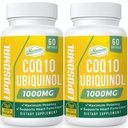 1000mg Liposomal CoQ10 Softgel | 더 나은 흡수 CoQ10 Ubiquinol 보충교재 | 심장 기능 & 에너지 생산 | Vegan Coenzyme Q10의 활동적인 산화 모양 | 비 GMO | 120 Softgel