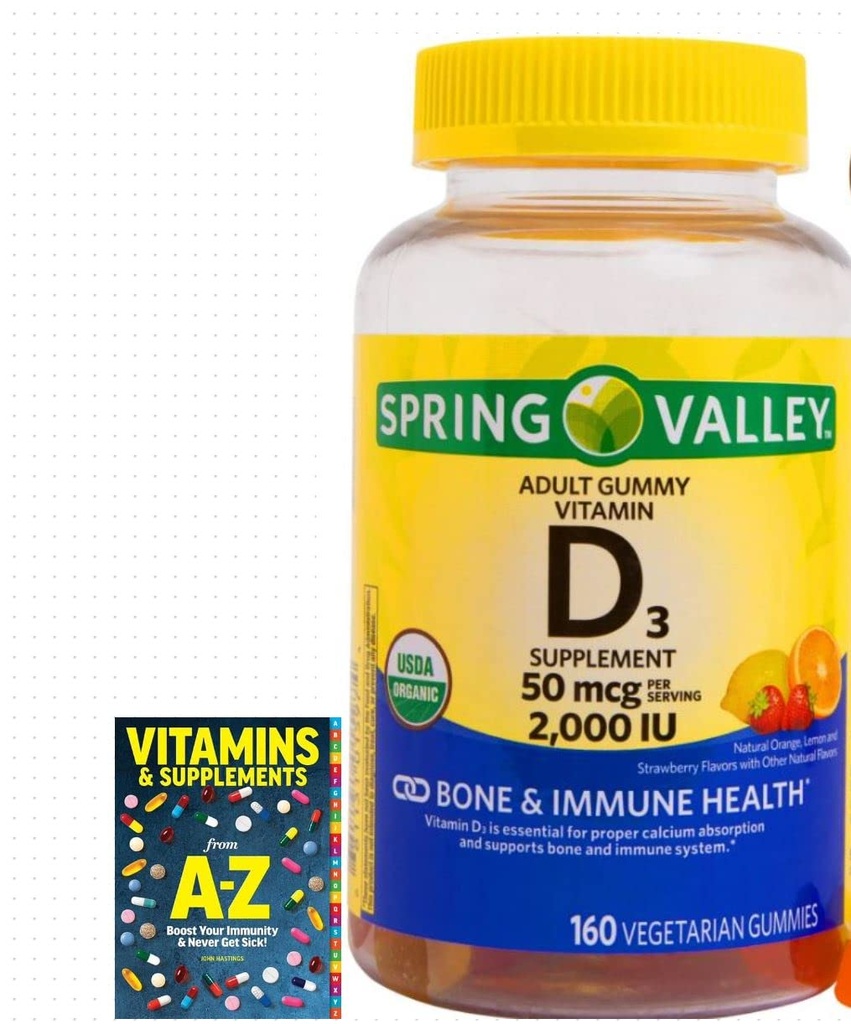 봄 밸리 채식 비타민 D3 Gummies, 2000 IU, 50 mcg, 160 Ct + Better 가이드 비타민 보충 교재 무료 포함 (통합할 수 없습니다)